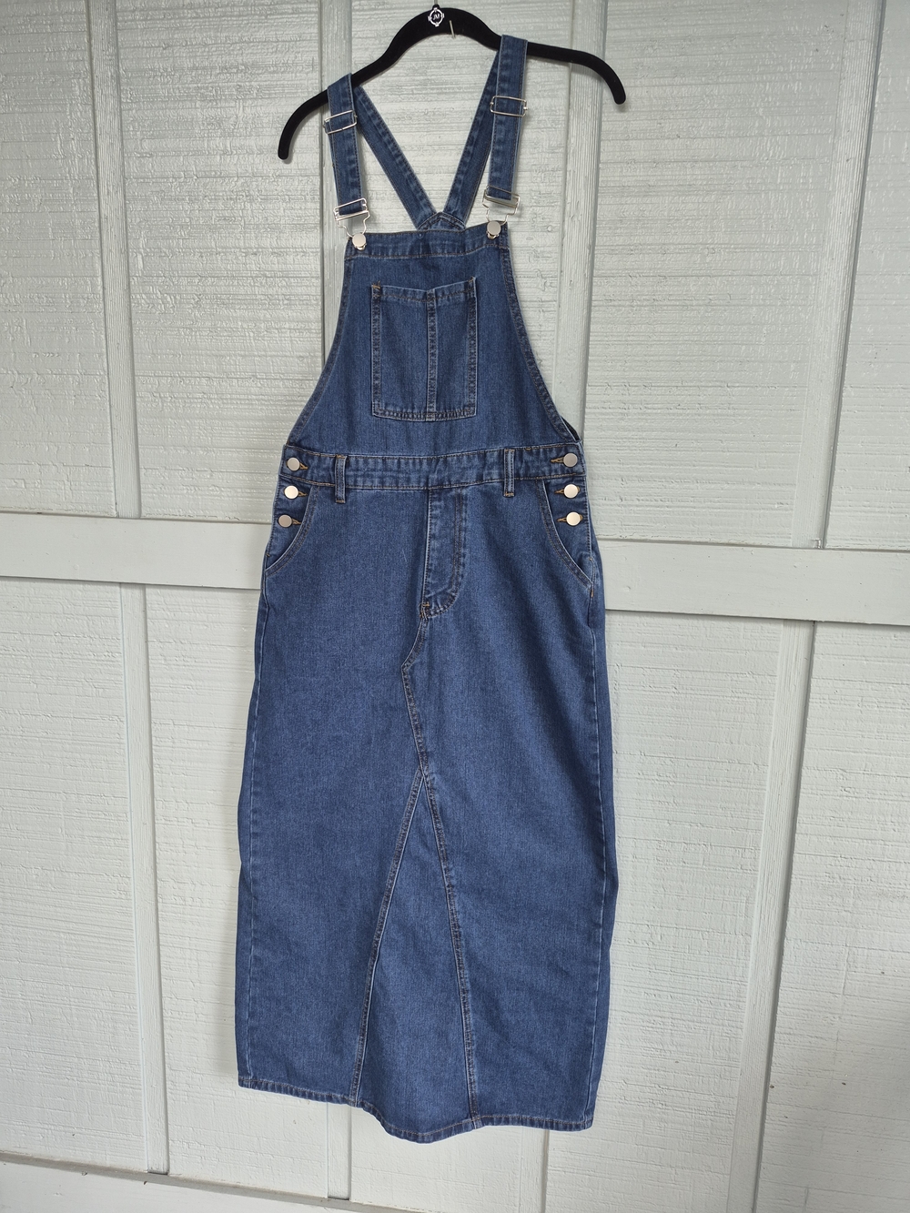 Blue Denim Bib Overall Midi Dress M Shein Hippie Cottagecore Boho